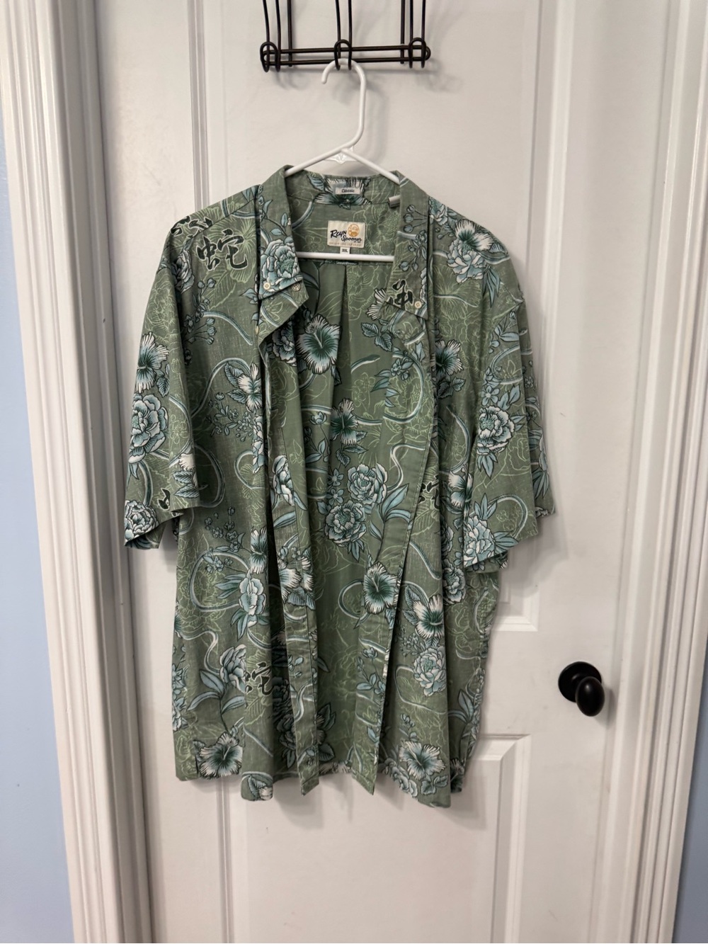 reyn spooner Olive Green Floral Hawaiian Button-Down Shirt